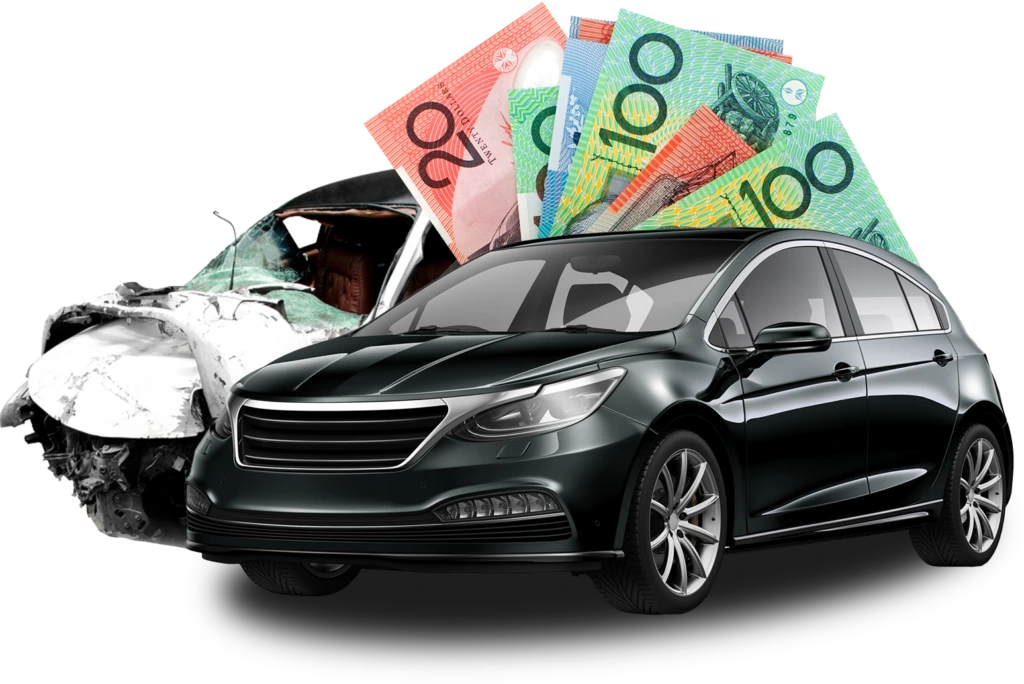 Scrap car being exchanged for cash